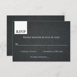 Cartão RSVP Casamento Moderno Do Monograma Branco E Negro Russ