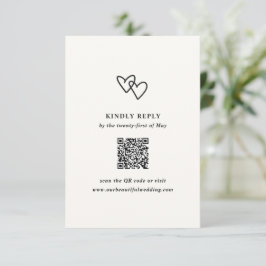 Cartão RSVP Casamento Moderno Doodle do Coração Desenhado Mão