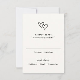 Cartão RSVP Casamento Moderno Doodle do Coração Desenhado Mão