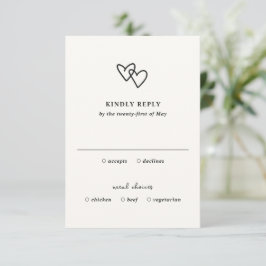 Cartão RSVP Casamento Moderno Doodle do Coração Desenhado Mão