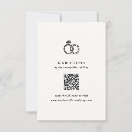 Cartão RSVP Casamento Moderno dos Anéis Desenhados à Mão