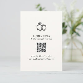 Cartão RSVP Casamento Moderno dos Anéis Desenhados à Mão