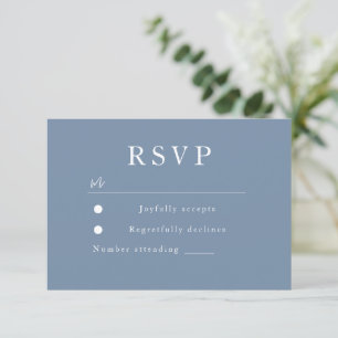 Cartão RSVP Casamento Moderno Dusty Blue & Bridal