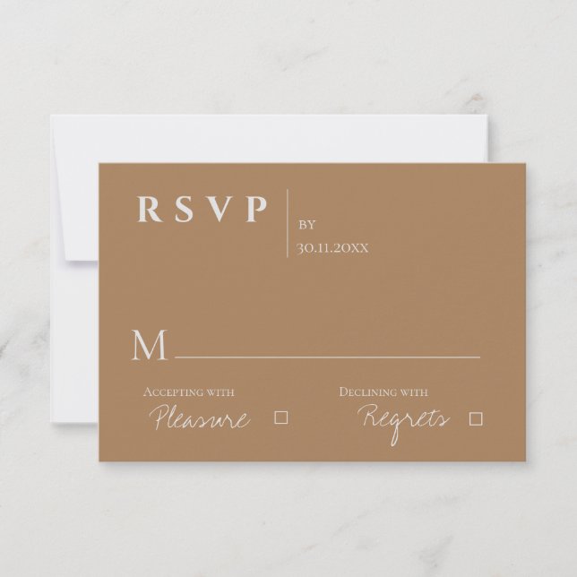 Cartão RSVP Casamento Moderno e Moderno Minimalista Elegante (Frente)