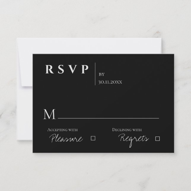 Cartão RSVP Casamento Moderno e Moderno Minimalista Elegante (Frente)