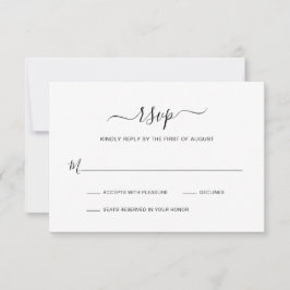 Cartão RSVP Casamento Moderno Elegante Branco e Negro Simples