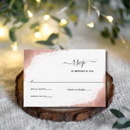 Cartão RSVP Casamento Moderno Elegante Brilho em Rose Gold 