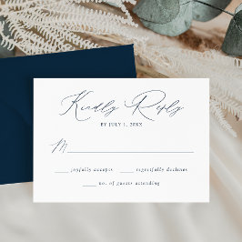 Cartão RSVP Casamento Moderno Elegante com Letra Naval