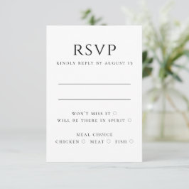 Cartão RSVP Casamento Moderno Elegante | Escolha de Refeição M