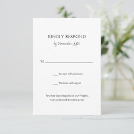 Cartão RSVP Casamento Moderno Elegante Negro e Branco