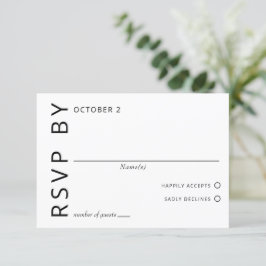 Cartão RSVP Casamento Moderno Elegante Negro e Branco