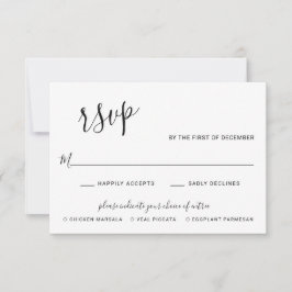 Cartão RSVP Casamento Moderno Elegante Negro e Branco