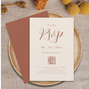 Cartão RSVP Casamento Moderno em Laranja Queimado Bege Elegant