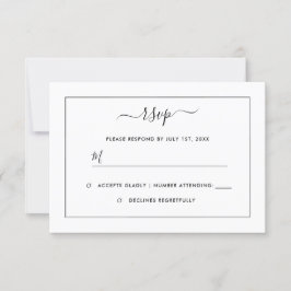 Cartão RSVP Casamento Moderno em Preto e Branco