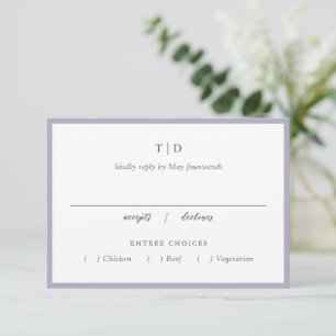 Cartão RSVP Casamento Moderno Lilac Monograma Elegante