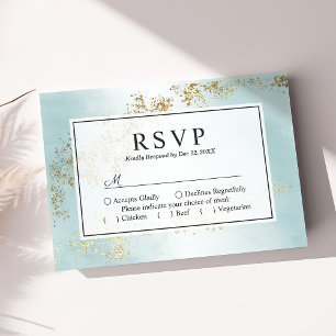 Cartão RSVP Casamento Moderno Luxuoso com Pintas Douradas e Né