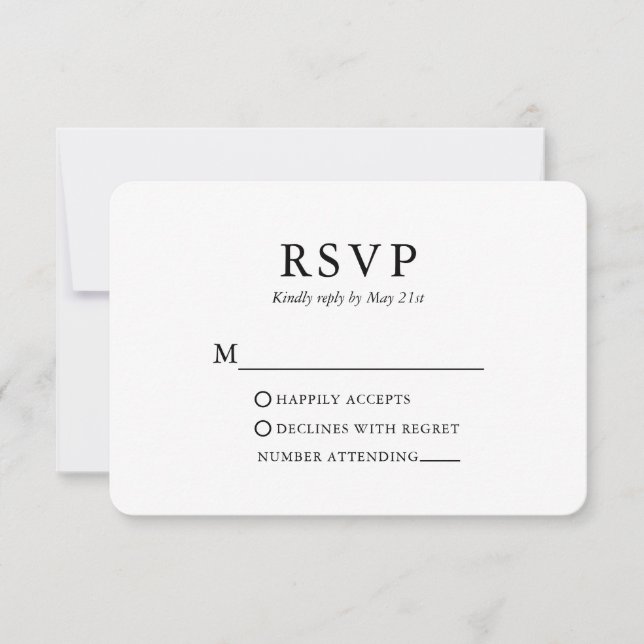 Cartão RSVP Casamento Moderno Minimalista (Frente)