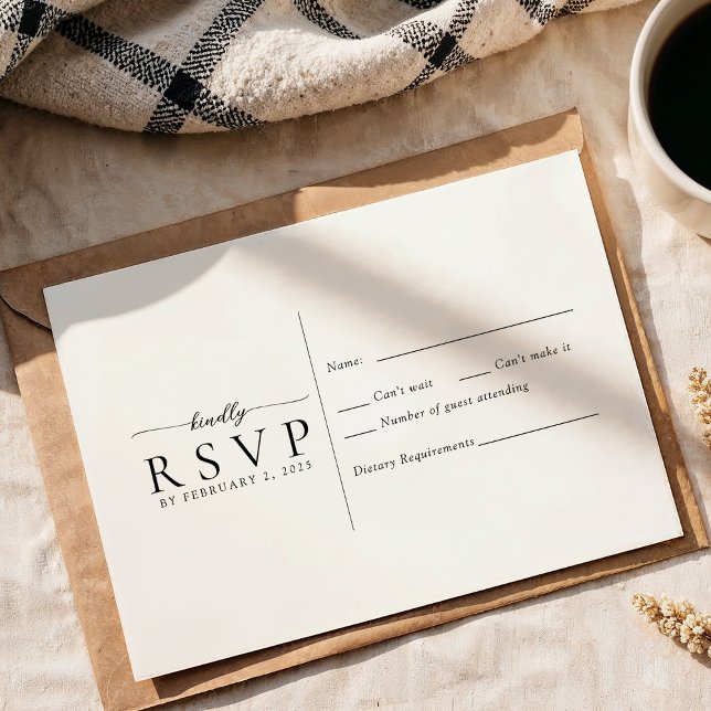 Cartão RSVP Casamento Moderno Minimalista (Criador carregado)