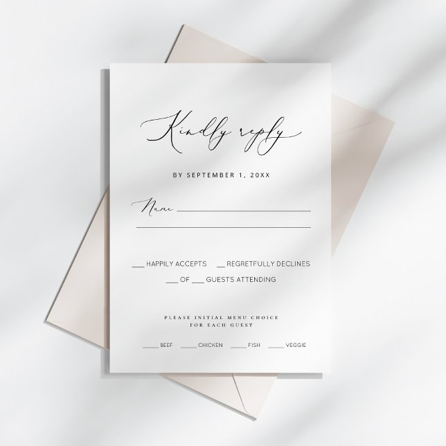 Cartão RSVP Casamento Moderno Minimalista (Criador carregado)