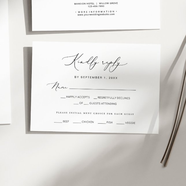 Cartão RSVP Casamento Moderno Minimalista (Criador carregado)