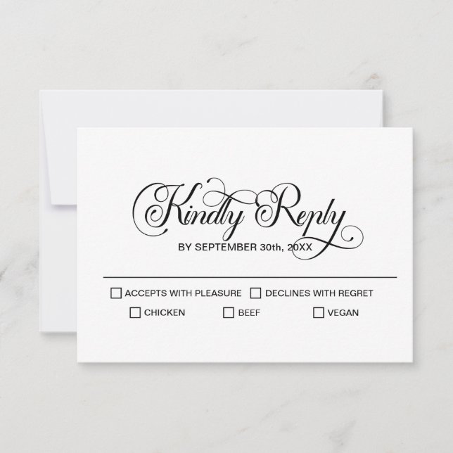 Cartão RSVP Casamento Moderno Minimalista (Frente)