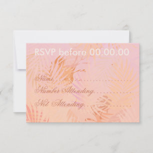 Cartão RSVP Casamento Moderno Minimalista Clássico Peach Fuzz