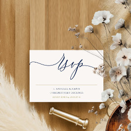 Cartão RSVP Casamento Moderno Minimalista Simples Dourado Nava