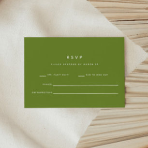 Cartão RSVP Casamento Moderno Minimalista Verde Oliva Escuro
