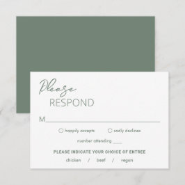 Cartão RSVP Casamento Moderno Mínimo de Sage Verde