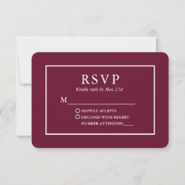 Cartão RSVP Casamento Moderno Na moda Burgundy