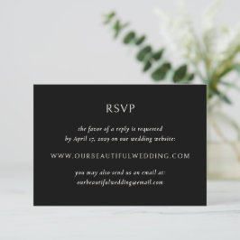 Cartão RSVP Casamento Moderno Negro Simples