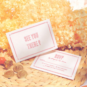 Cartão RSVP Casamento Moderno Retro Desenhado à Mão Excêntrico