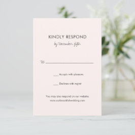 Cartão RSVP Casamento Moderno Rosa Elegante