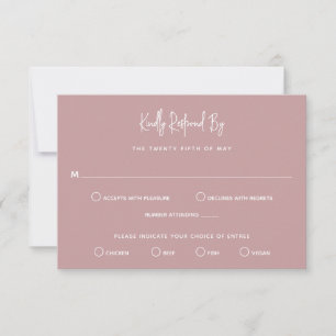 Cartão RSVP Casamento Moderno Rosa Minimalista