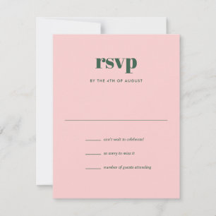 Cartão RSVP Casamento Moderno Rosa Verde Tendência Mistura Com