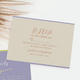 Cartão RSVP Casamento Moderno Roxo Laranja