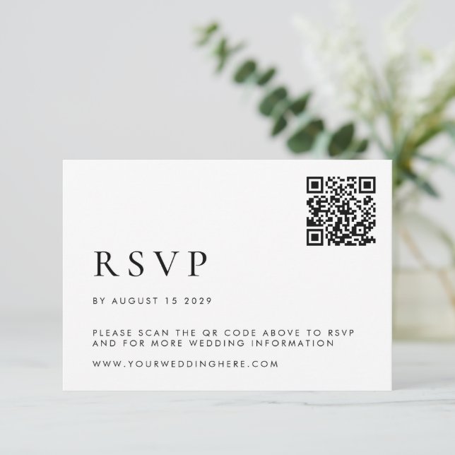 Cartão RSVP Casamento Moderno Simples (Em pé/Frente)