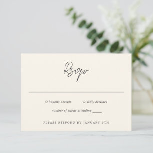 Cartão RSVP Casamento Moderno Simples Cream
