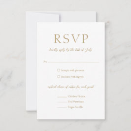 Cartão RSVP Casamento Moderno Simples e Dourado