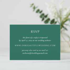 Cartão RSVP Casamento Moderno Simples Emerald Green