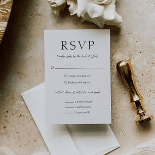 Cartão RSVP Casamento Moderno Simples Negro e Branco