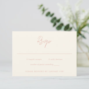 Cartão RSVP Casamento Moderno Simples Peach