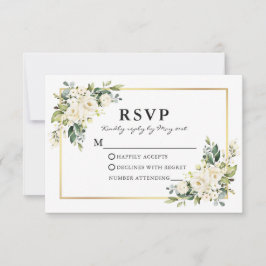 Cartão RSVP Casamento Molercola Branca Verde Floral