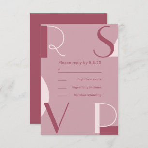 Cartão RSVP Casamento Monocromático Moderno e Trendy Burgundy