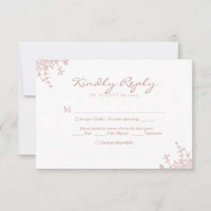 Cartão RSVP Casamento Monograma Floral Crest Rosa Empoeirado V
