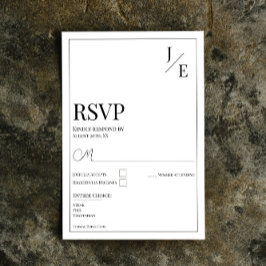 Cartão RSVP Casamento Monograma Minimalista | Branca