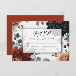 Cartão RSVP Casamento Moody Rustic Fall Florals