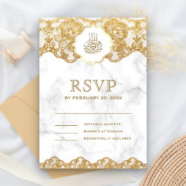 Cartão RSVP Casamento Muçulmano Islâmico do Colar de Ouro Bran
