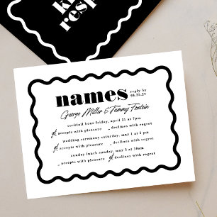 Cartão RSVP Casamento multi-evento com moldura moderna ousada