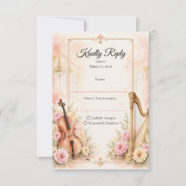 Cartão RSVP Casamento Musical Elegante Casamento